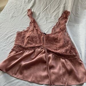 Lace and Satin Pink Top
